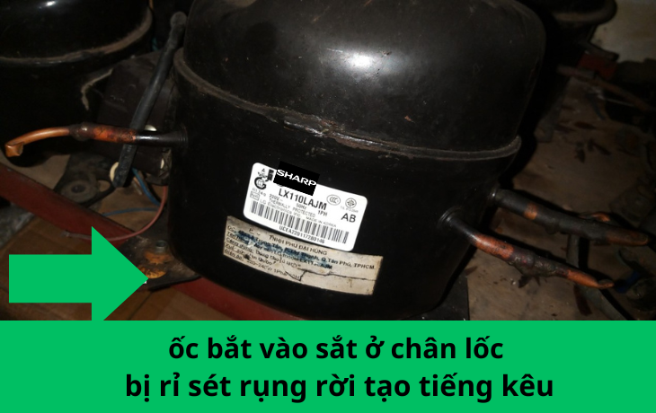 chân block lốc bị gỉ sét hư hỏng tạo tiếng kêu