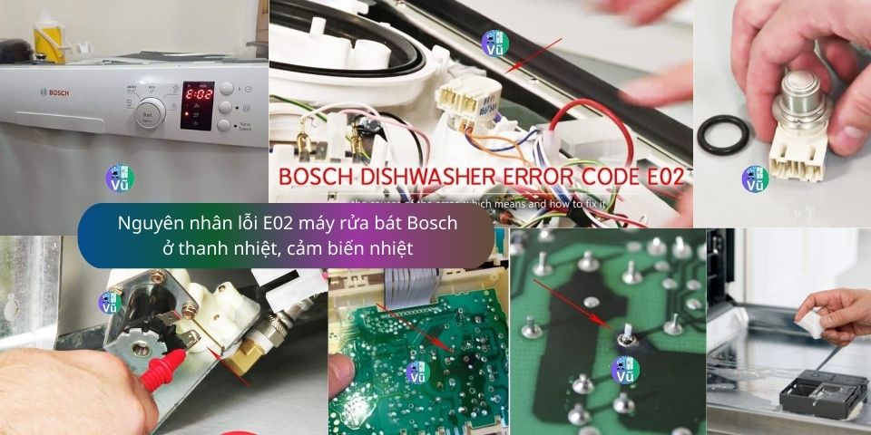 lỗi E02 máy rửa bát Bosch