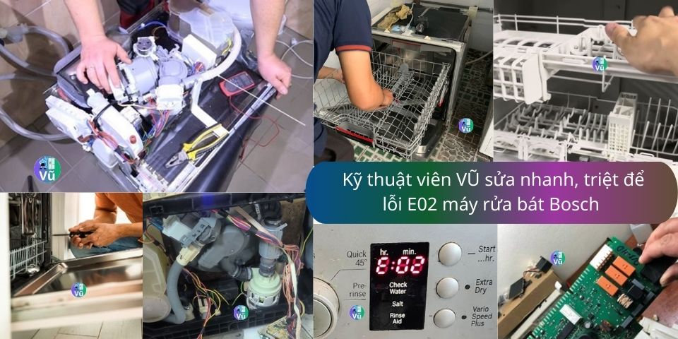 lỗi E02 máy rửa bát Bosch