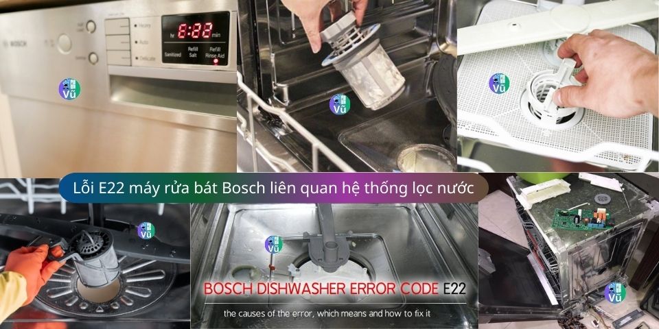 lỗi E22 máy rửa bát Bosch