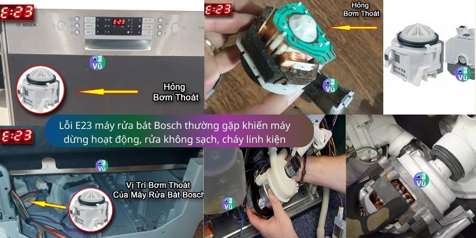 lỗi E23 máy rửa bát Bosch