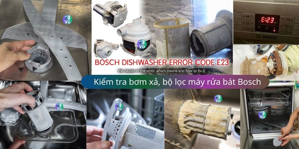 lỗi E23 máy rửa bát Bosch