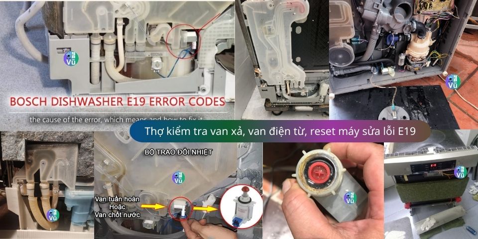 sửa lỗi E19 máy rửa bát Bosch