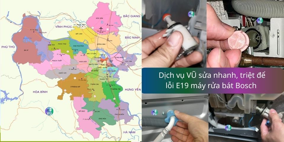 sửa lỗi E19 máy rửa bát Bosch